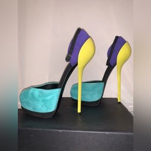 Giuseppe Zanotti color lock platform ankle tie suede EU size 37 US Size 6.5